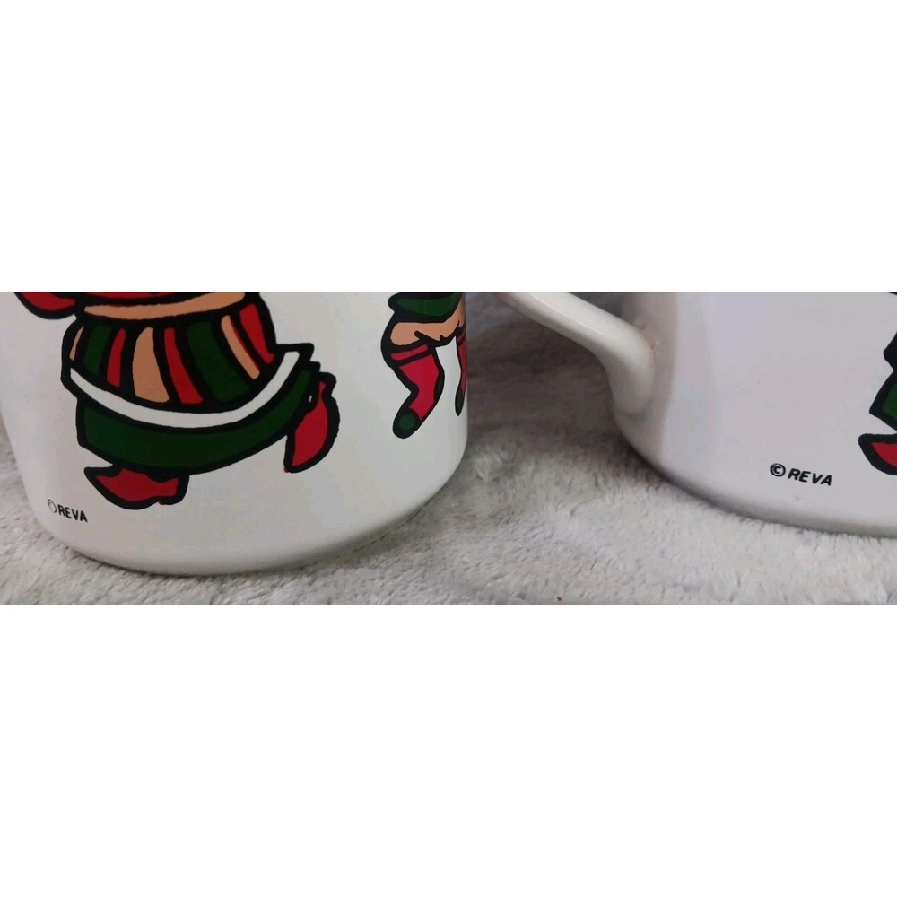 Reva God Jul Coffee Mug Cup Made In England Dancing Christmas Elves 1989 Vintage - Picture 4 of 6